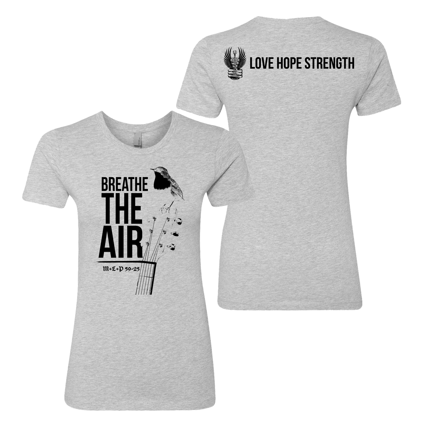Love Hope Strength - Bird T-Shirt - Heather Grey - Ladies