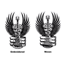 Load image into Gallery viewer, Love Hope Strength Woven or Embroidered Patch (b/w)
