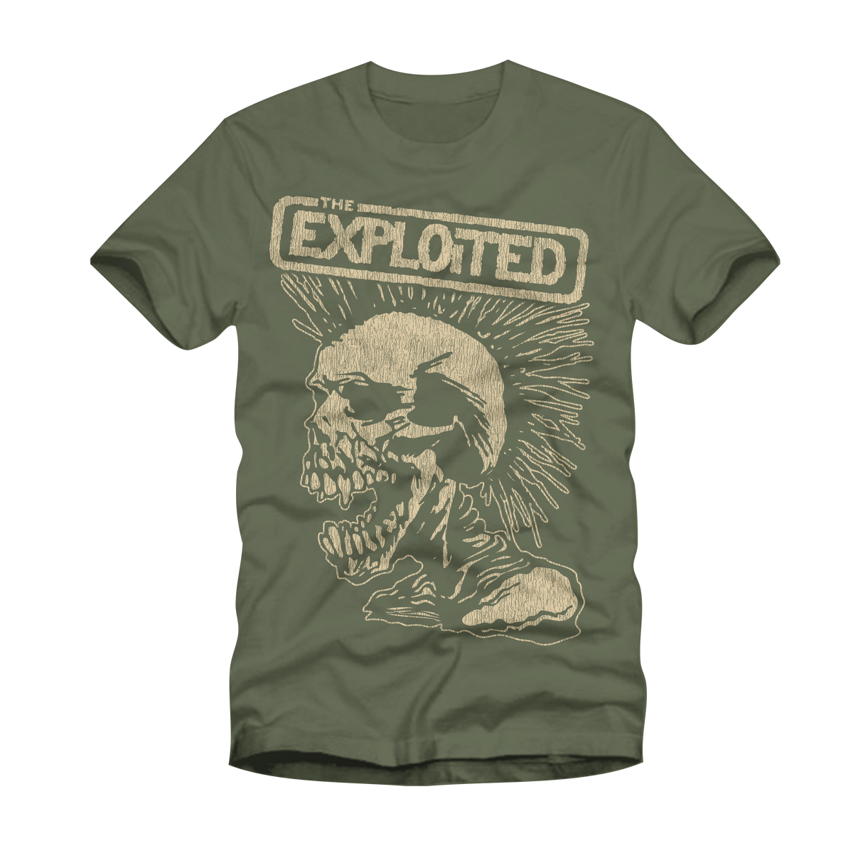 The Exploited - Distressed Skull T Shirt (green) – Enemy Ink