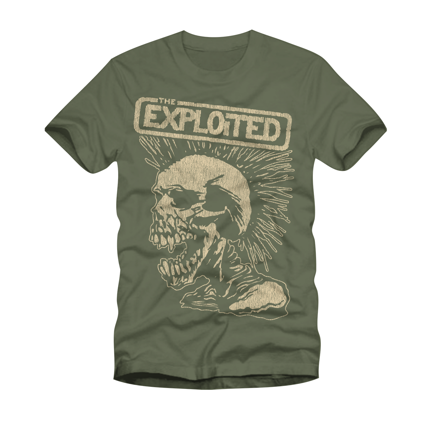 The Exploited - Distressed Skull T Shirt (green)